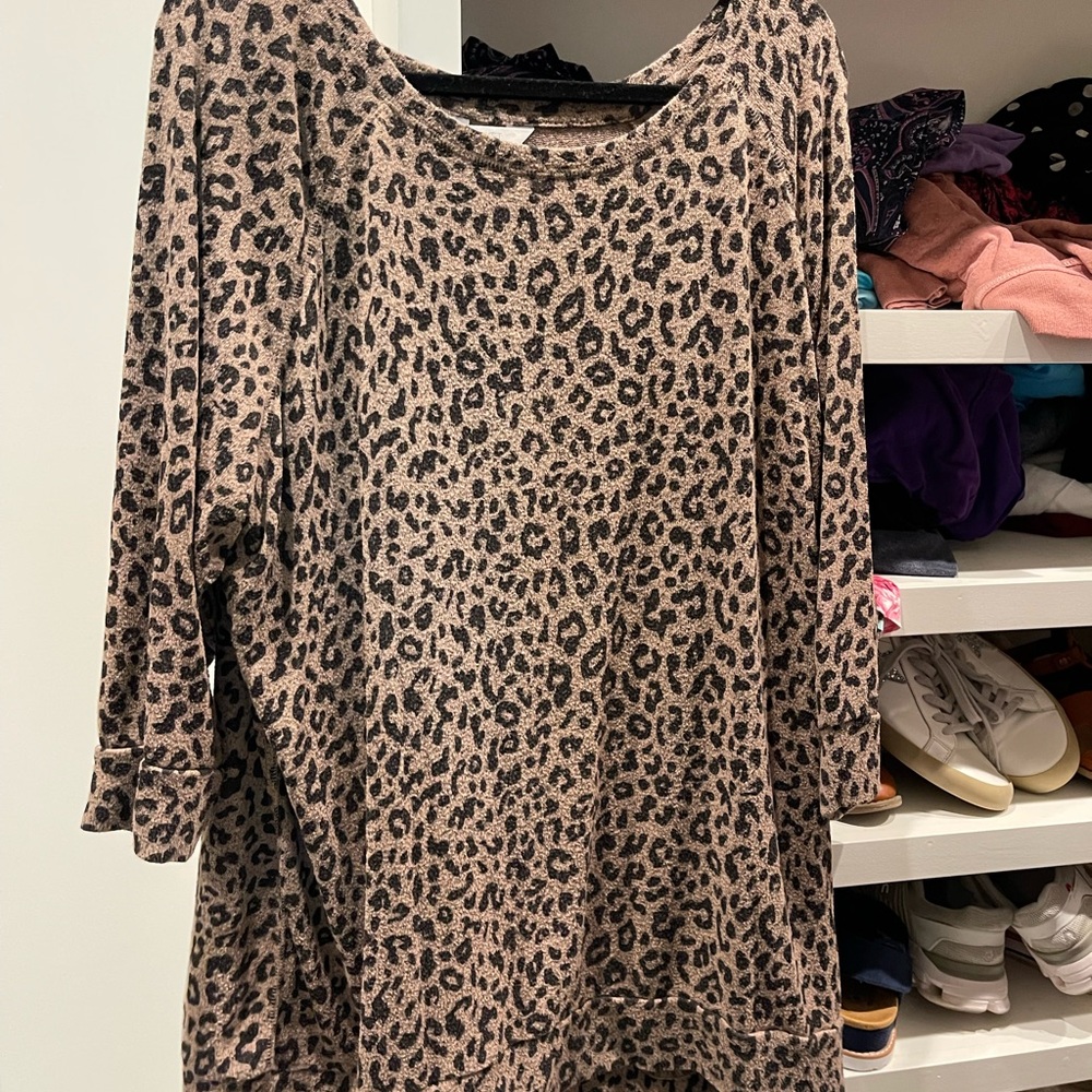 Market & Spruce Leopard Print Sweater